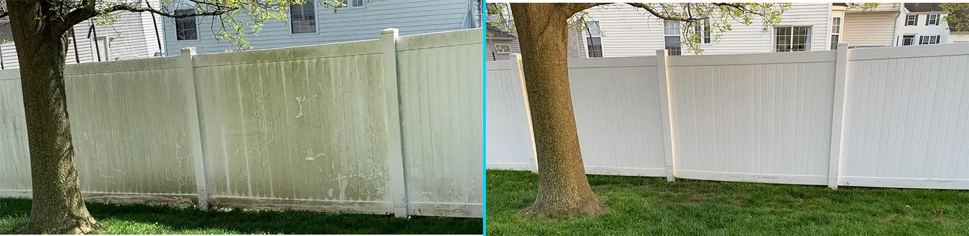 vinyl fence washing before and after Kissimmee FL — AB Superior Wash