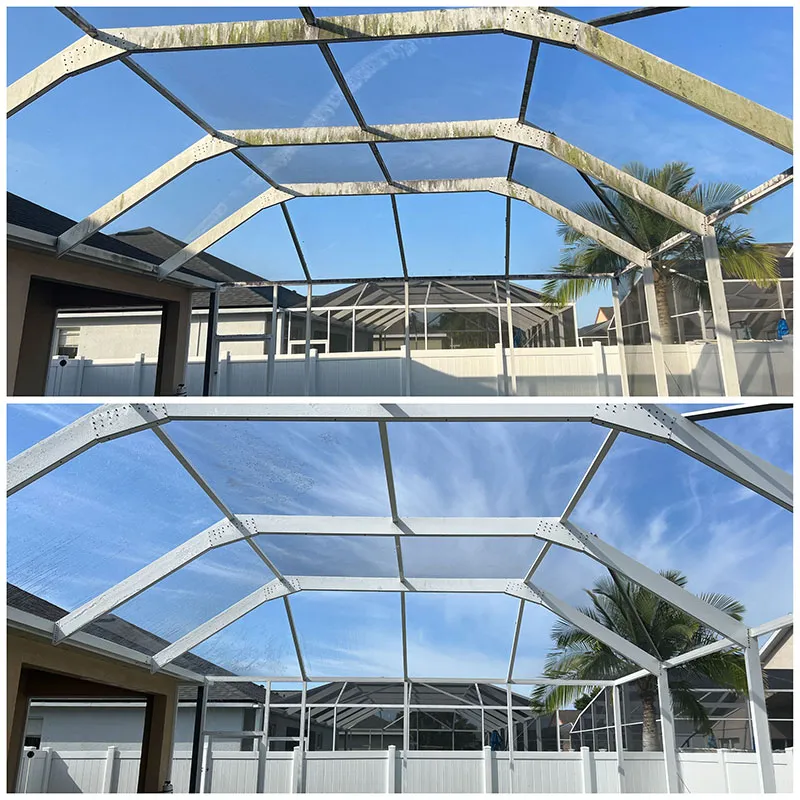 Pool cage and screen enclosure cleaning on a Central Florida pool home