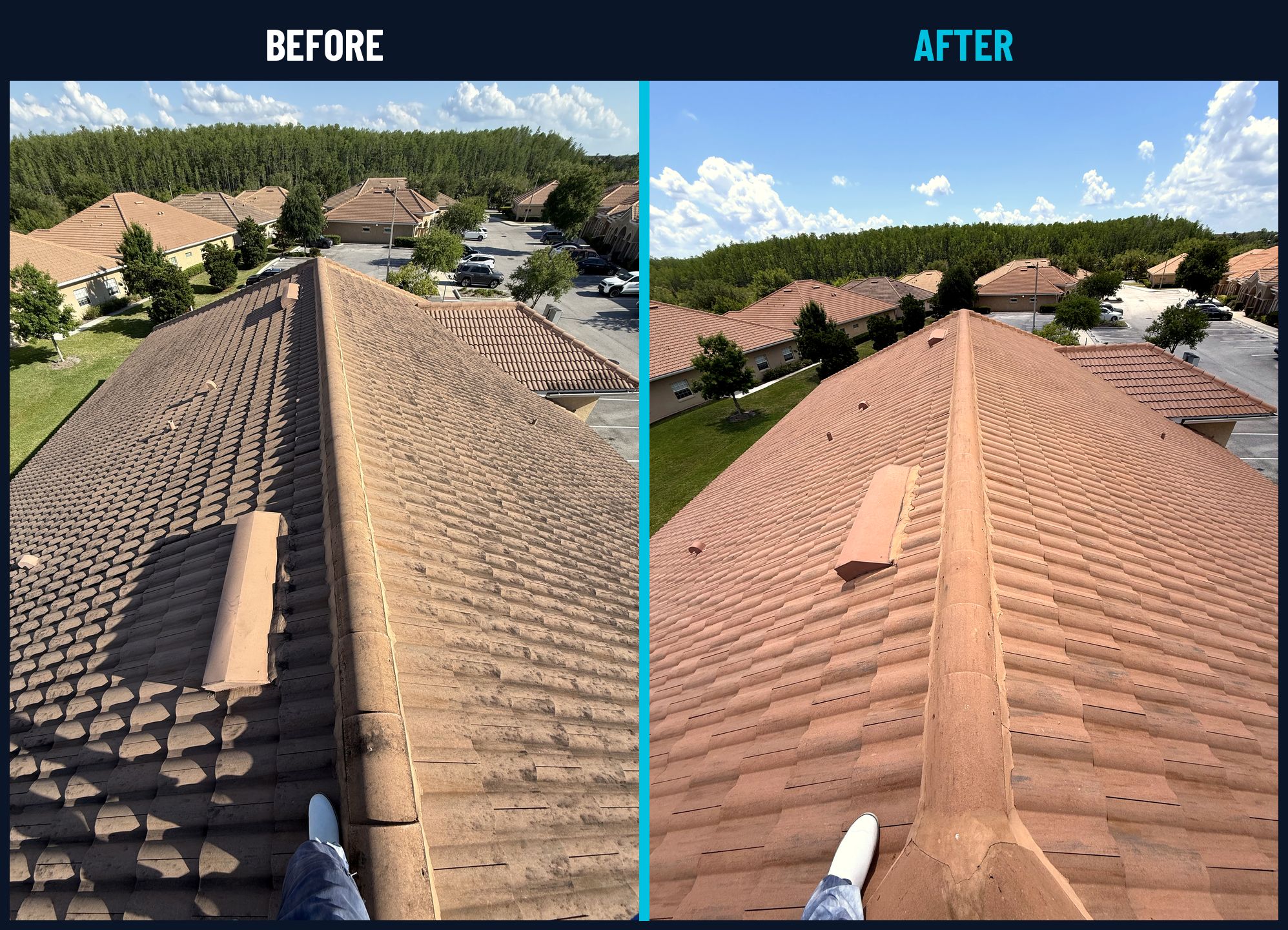 tile roof cleaning before and after by AB Superior Wash
