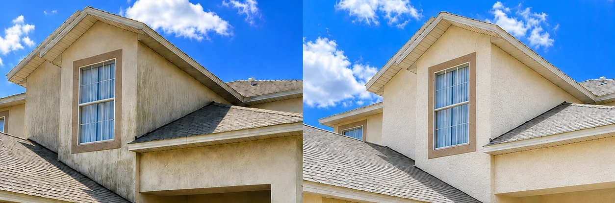 house washing before and after by AB Superior Wash
